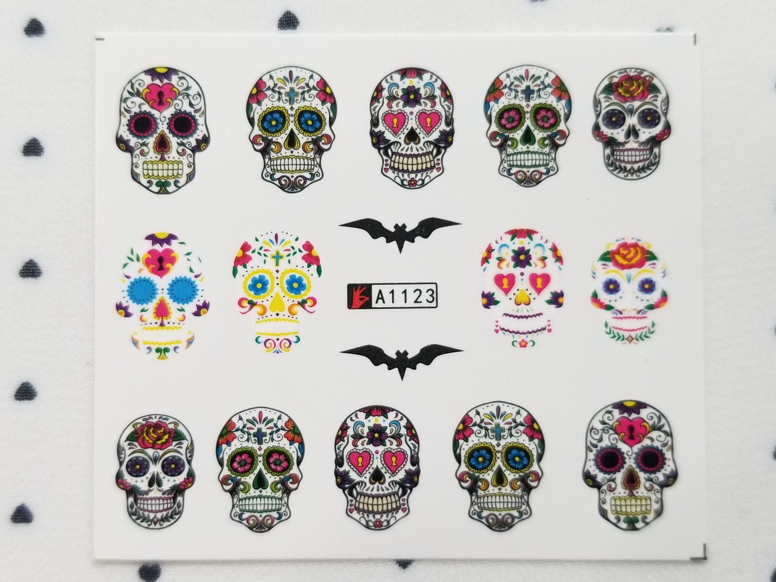 Goth Skull Nail Art Water Transfer Decals Sticker Small 6 Sheets【B】