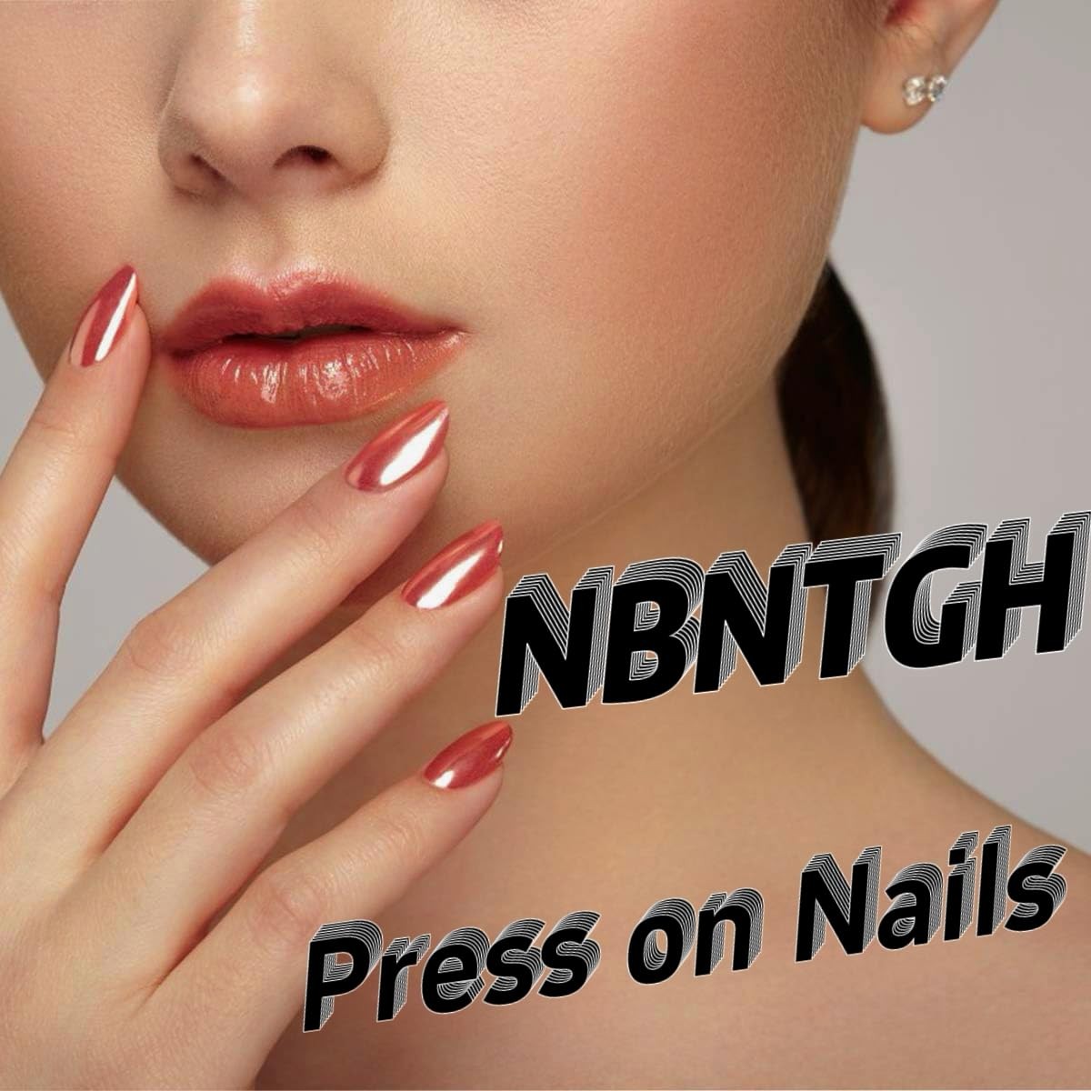 Pink French Tip Press on Nails Medium Almond Fake Nails 3D Swirl Stick on Nai…