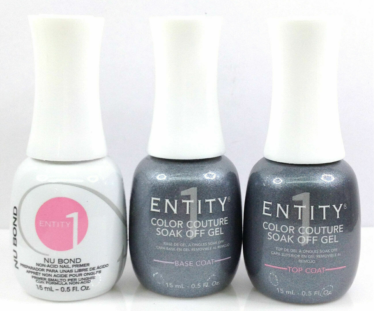 ENTITY One Color Couture Soak-off Gel Polish – BASE+TOP+NU BOND – 3pcs KIT 0.5oz