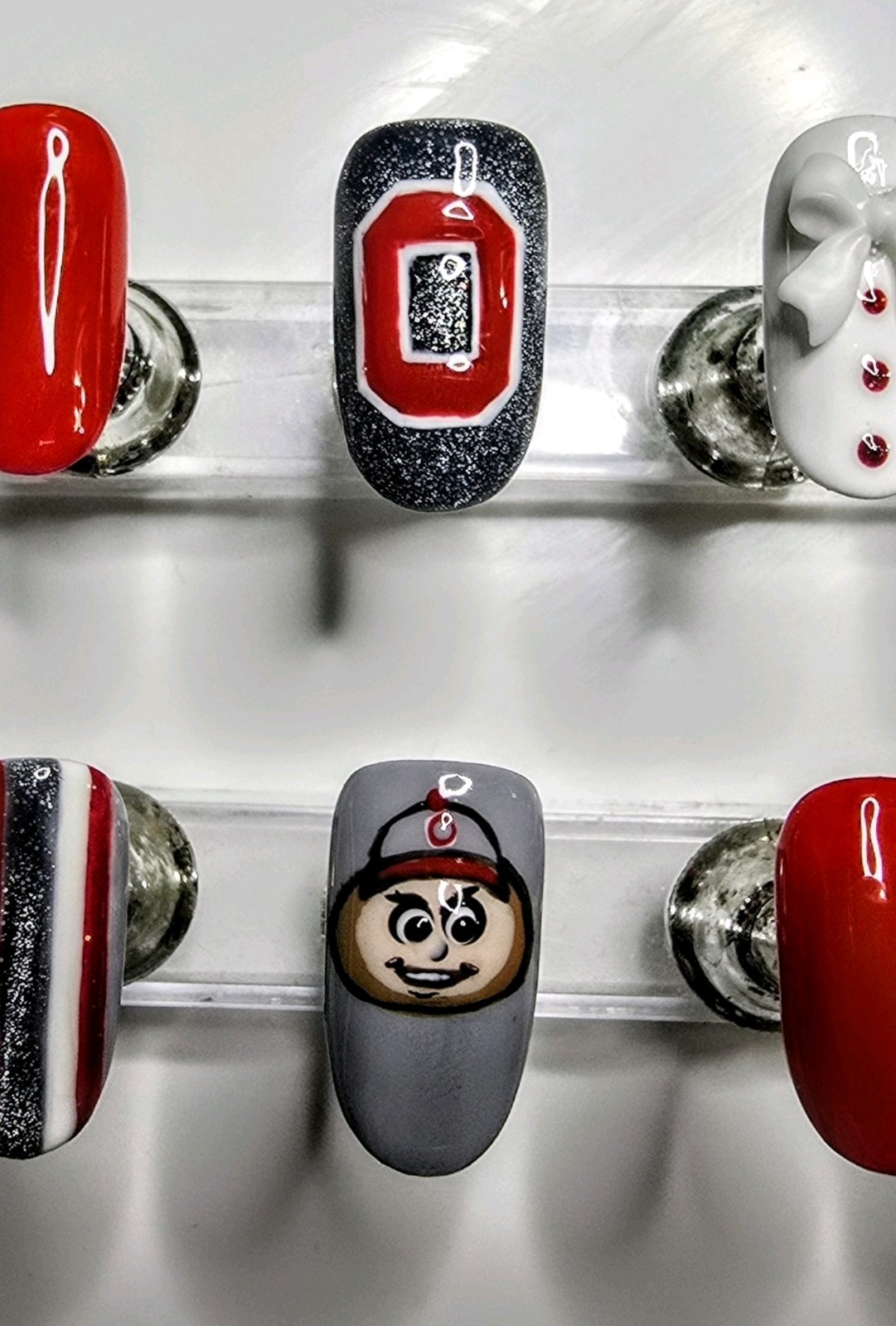Custom Press On Nails Hand Painted College Theme Logo Oval