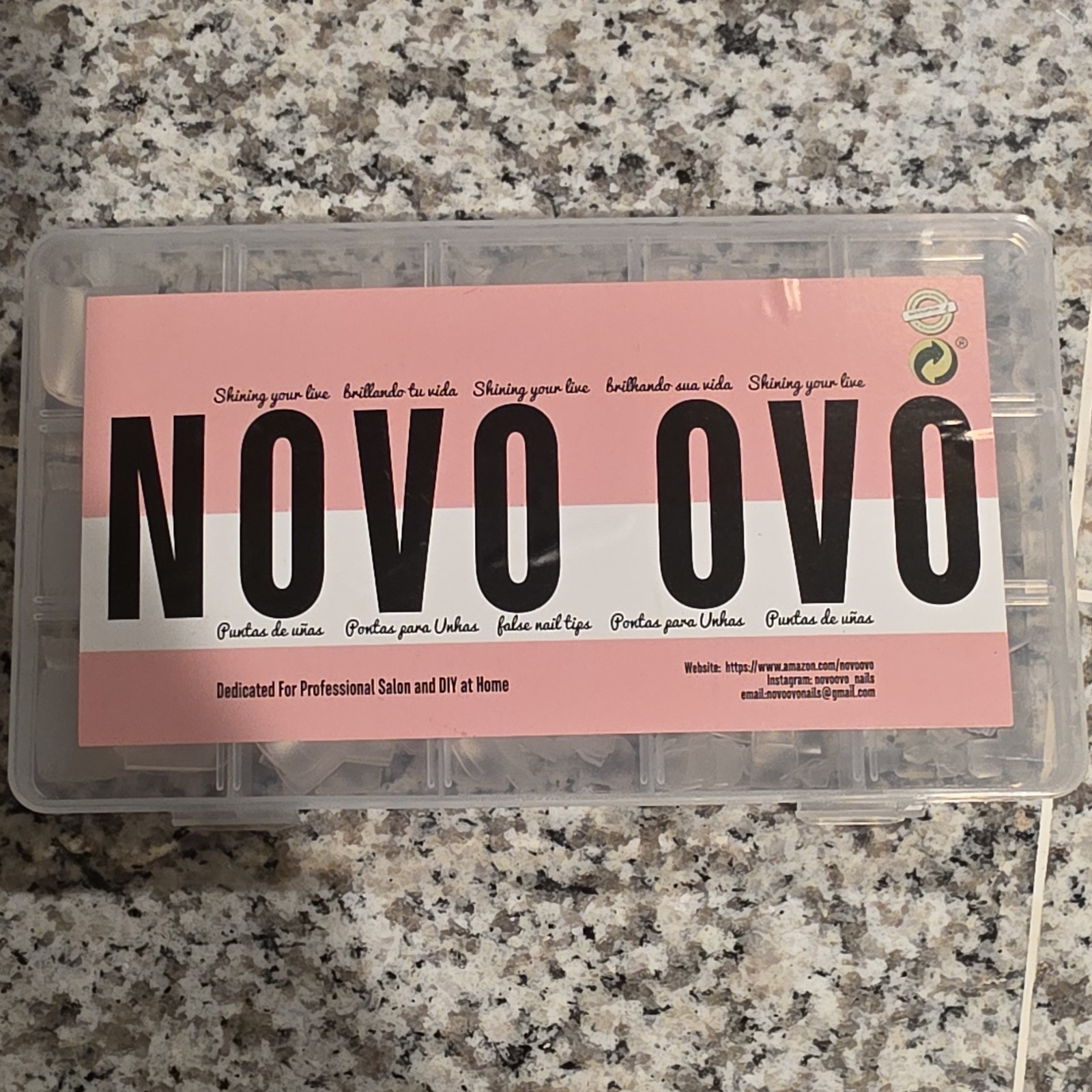 NOVO OVO Clear Plastic False Nail Tips with Box