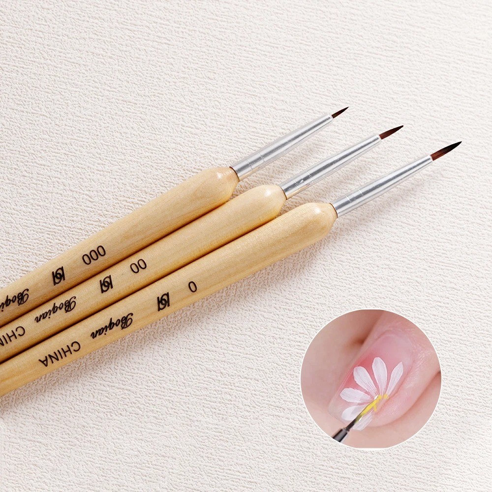 3PCS UV Gel Nail Art Brush Set Acrylic Liner Painting Pen Manicure Tools