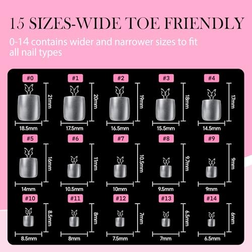 Square Toe Nail Tips, 504Pcs 15 Sizes Full Cover Press On Wide Long Square Toe
