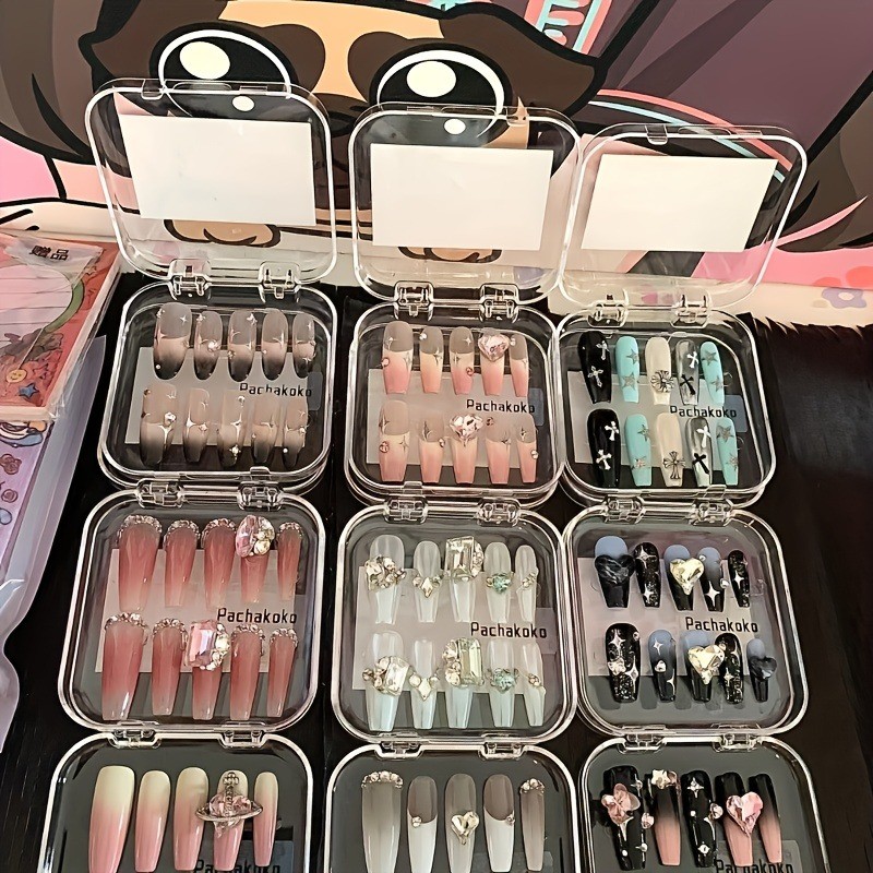 Random Nail Art -96 Pieces of Multi-color Removable Fake Nails in Various Styles