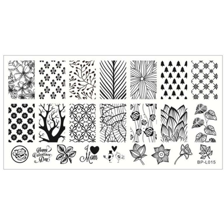 BPL 015 Forest Pattern Trees Theme Manicure Nail Art Stamp Template Image Plate