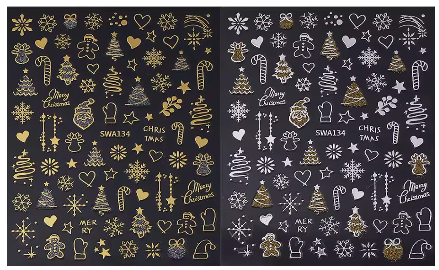 Christmas Nail Art Decal Stickers, Holiday Nail Design, Trendy Winter Nail Decor