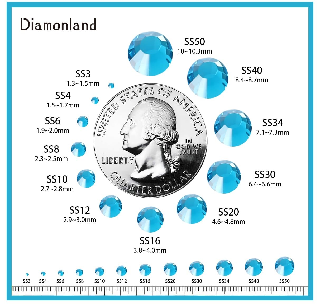 Diamonland Flatback Glass Crystal Rhinestones Rounds Gems for Bedazzling Nail…