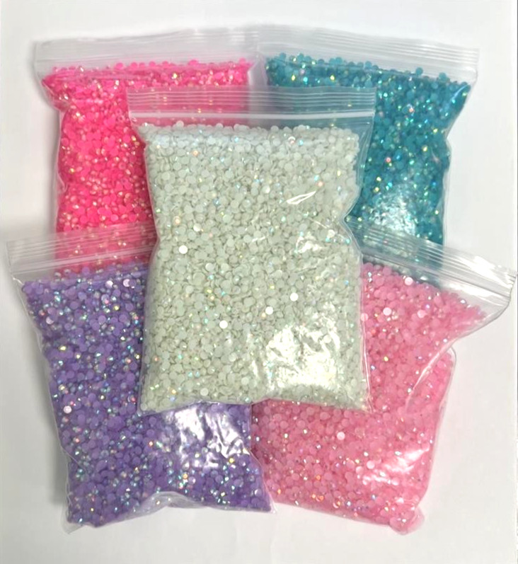 5 Pack Multicolor 3mm Round Flat Back Rainbow Resin Nail Jewelry Crafting Gems