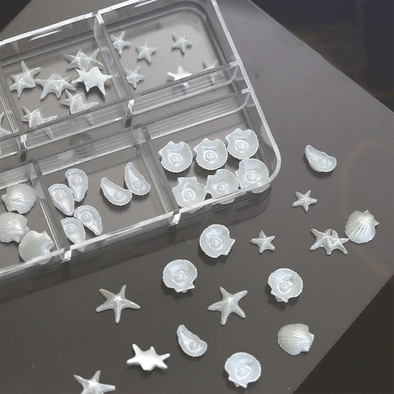 Durability Resin Nail Charm With Shine Shell Patterns For Everyday Wear