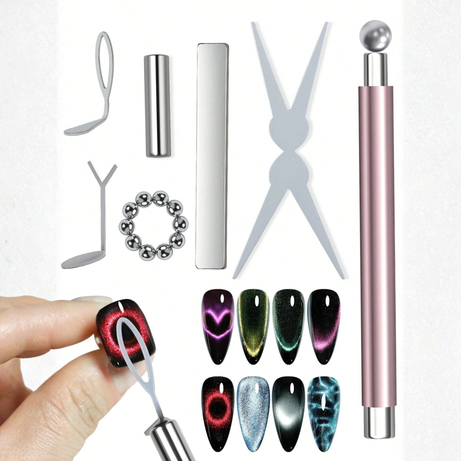 Nails Gel Polish Cat Eye Magnets 7pc French Nail Art Supplies Magnet Stick Nails