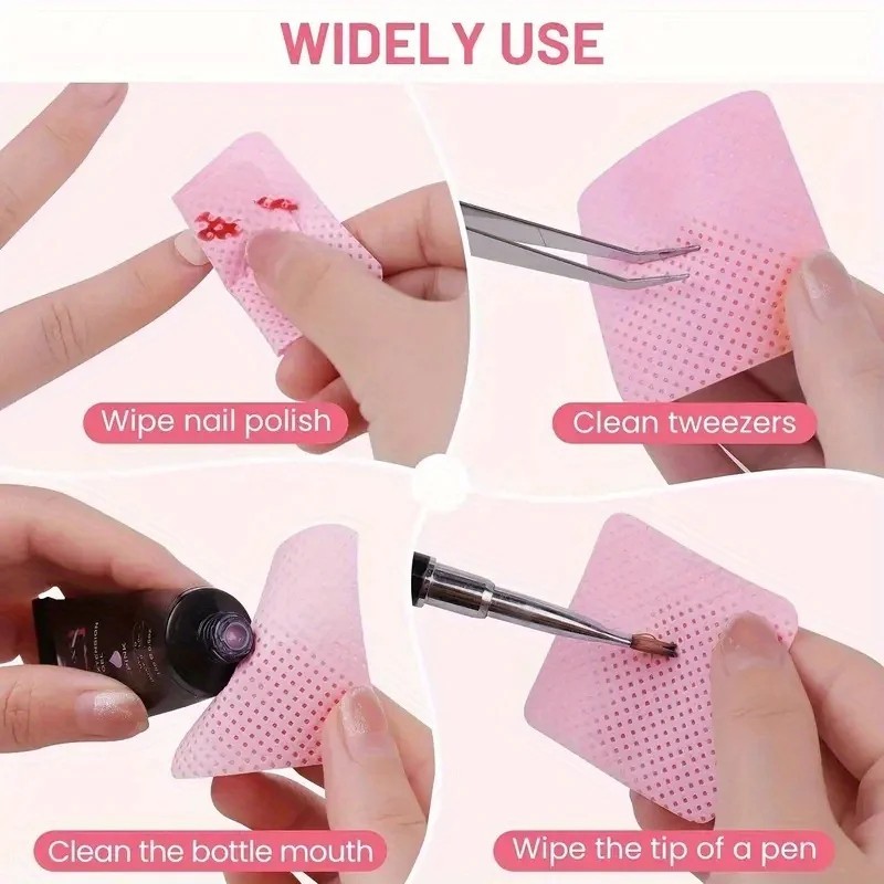 600PCS Lint Free Nail Wipes with Pump Bottle Gel Polish Remover Pads Cleaner