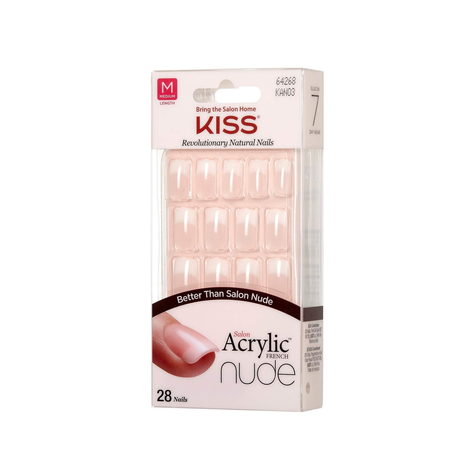 Salon Acrylic Nude French 28 Count Medium Length Flat (Pack of 2)