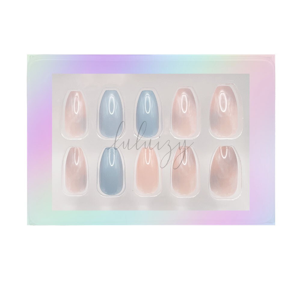 Press On Nails Medium Ballerina Reusable Nail Tips Kit Nail Glue Gel Fake Nails