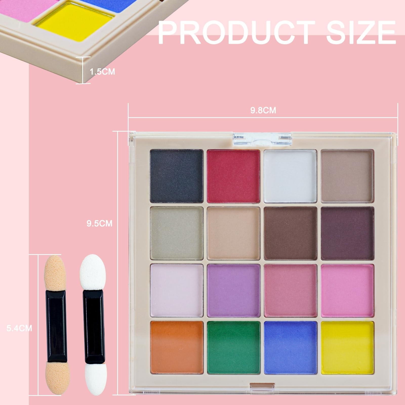 16 Colors Nail Pigment Powder Palette, Solid Pigment Powder for Nails Set Col…