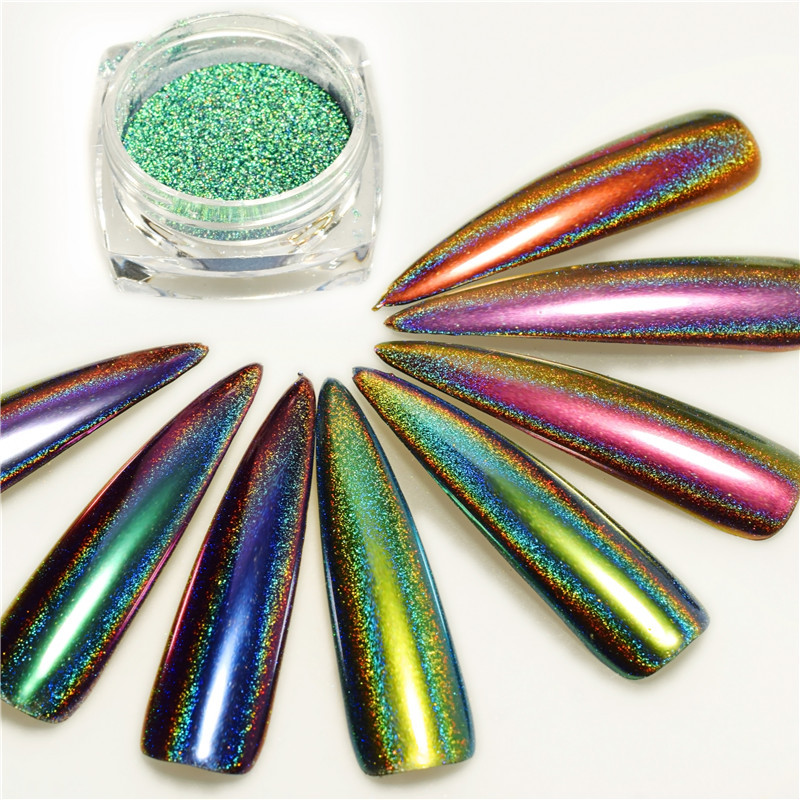 Peacock Holographic Chrome Powder Nail Art Decoration Chameleon Mirror meliney