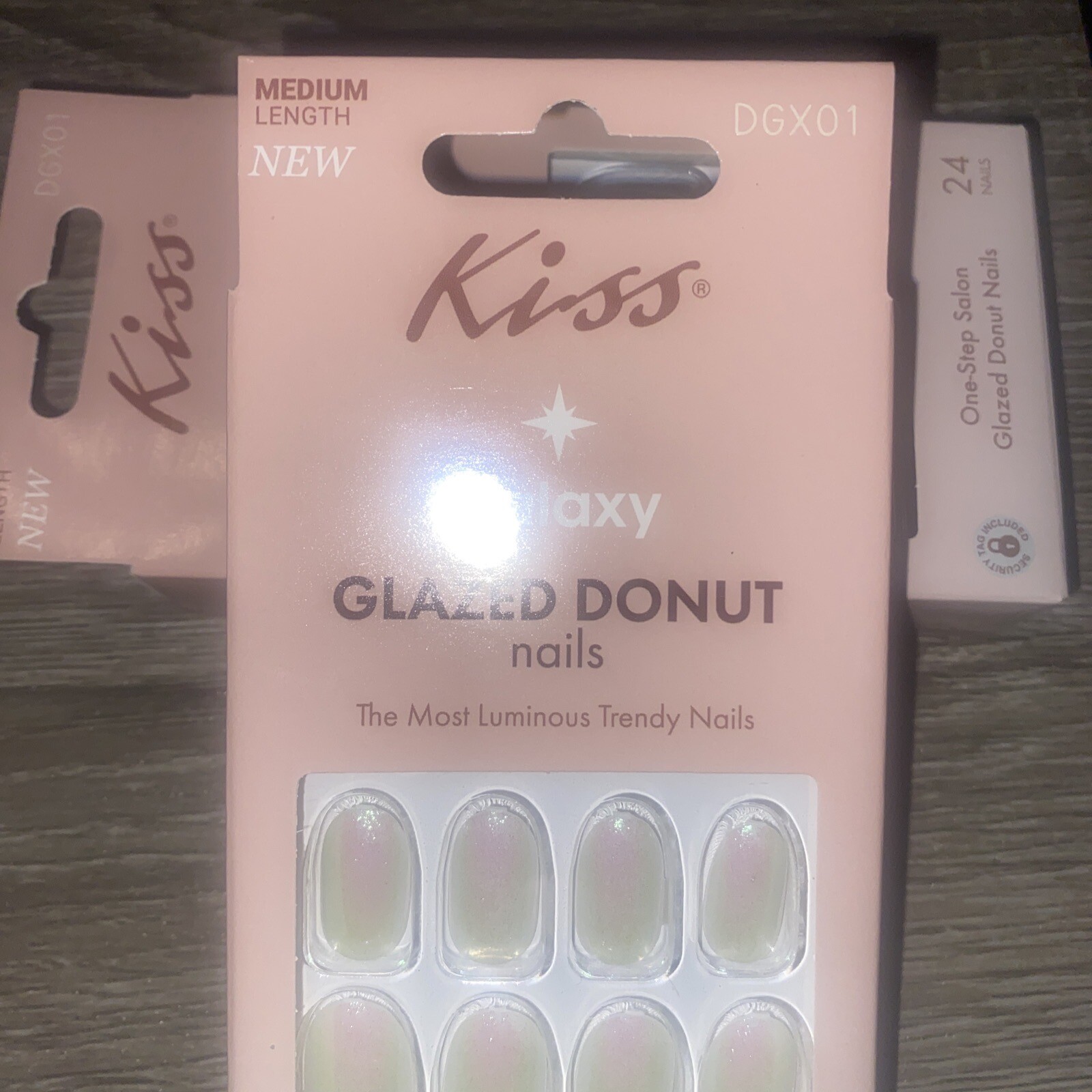 KISS Glazed Donut Glue-On, 24 Fake Nails, Medium Length, “Your Galaxy” DGX01