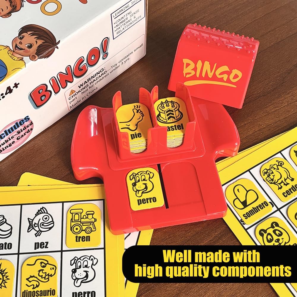 Magictodoor Spanish Vocabulary Bingo for Kids | Small, Red, Yellow, Green