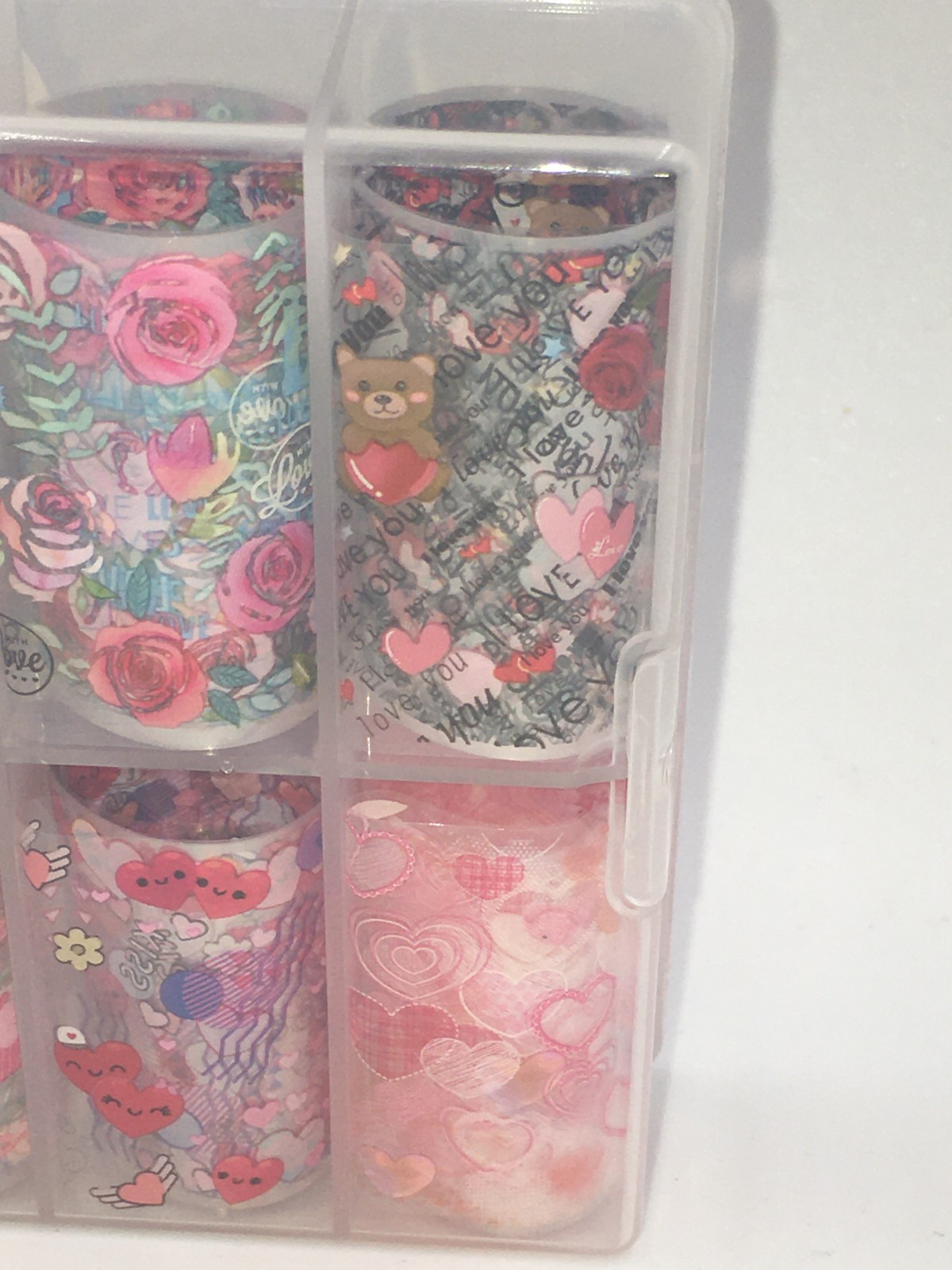 Unbranded 10 Piece Box Set of Nail Foil Transfer Stickers “Heart Mee” Pink Multi