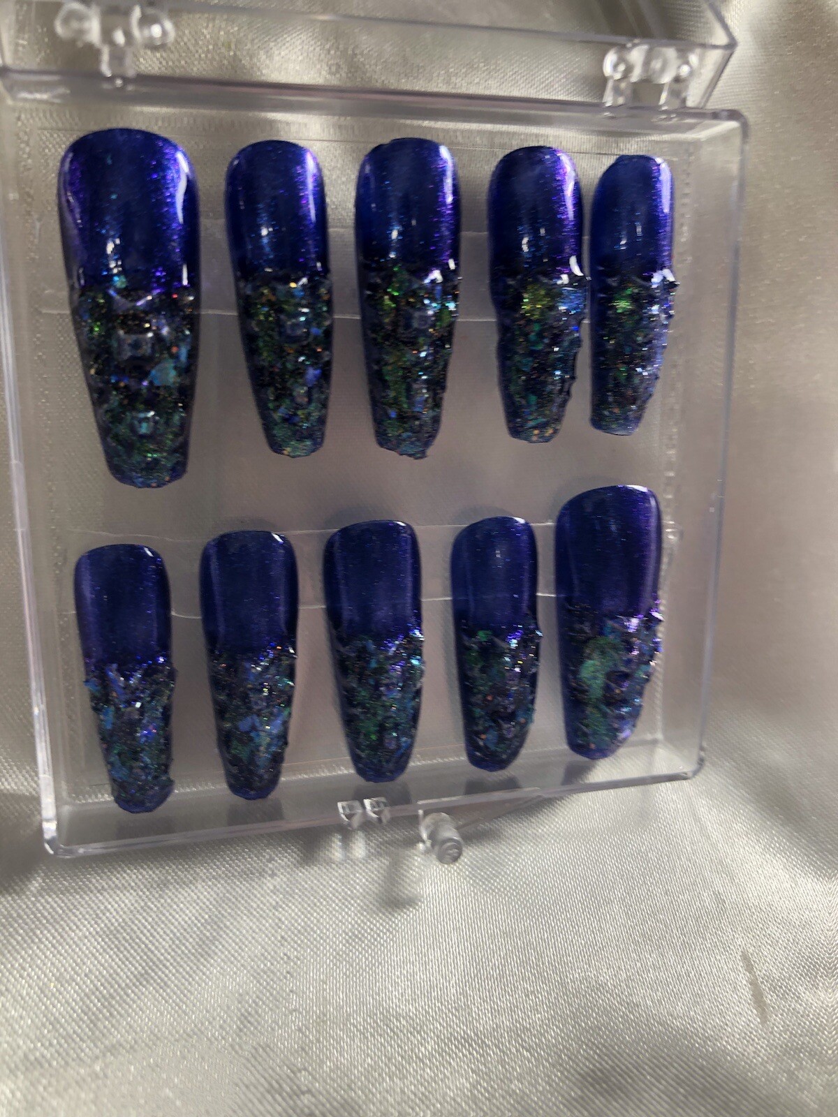 Z CLAWZ! Unique Set Of Stained Glass/Gator, Custom, Homemade Press On Nails