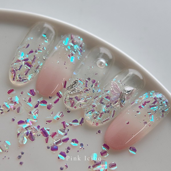 Bonnie B Pink Icing Nail Glitter Aurora Clear Ice Effect Chunky Mix Nail Art