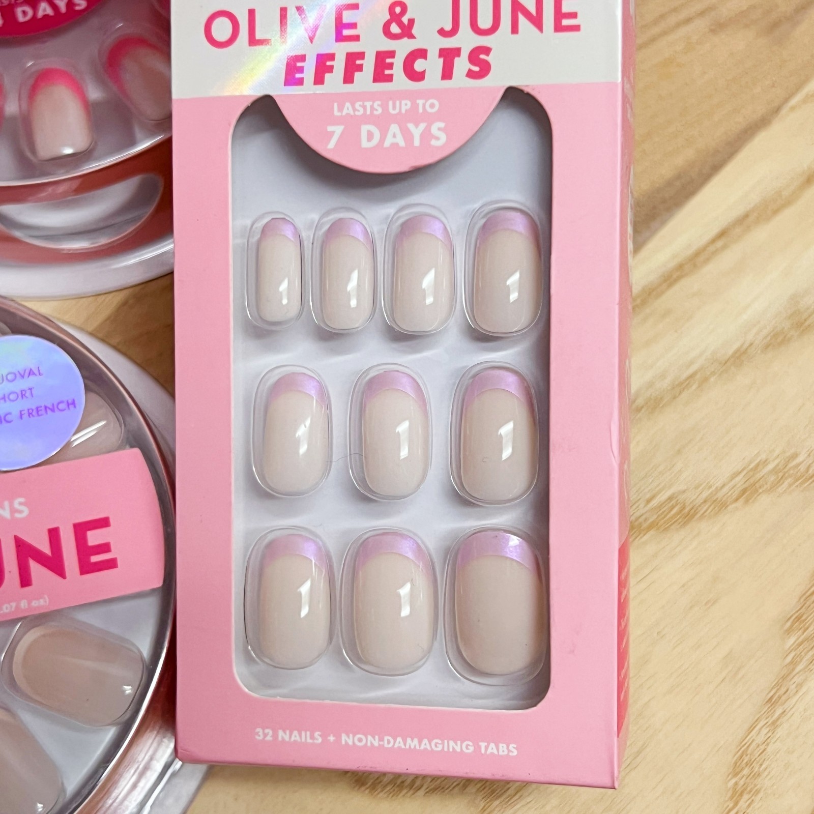 3X Olive & June Short French Tip Press-On Nails Squoval & Round NEW