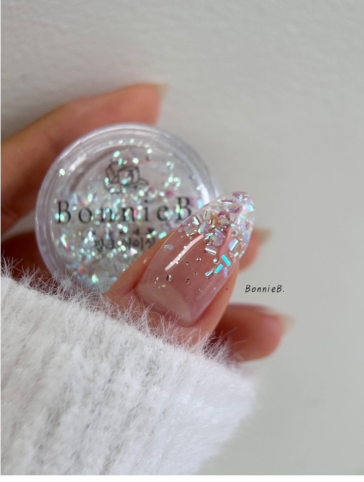 Bonnie B Pink Icing Nail Glitter Aurora Clear Ice Effect Chunky Mix Nail Art