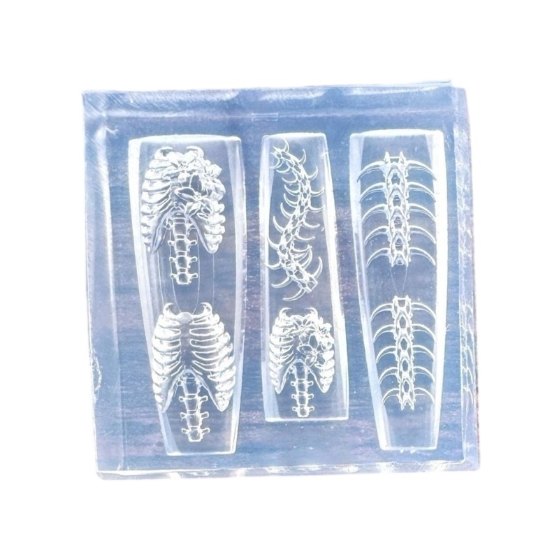 Stylish Silicone Nail Art Mold Ribs Spine Carving Templates for Nail Enthusiasts