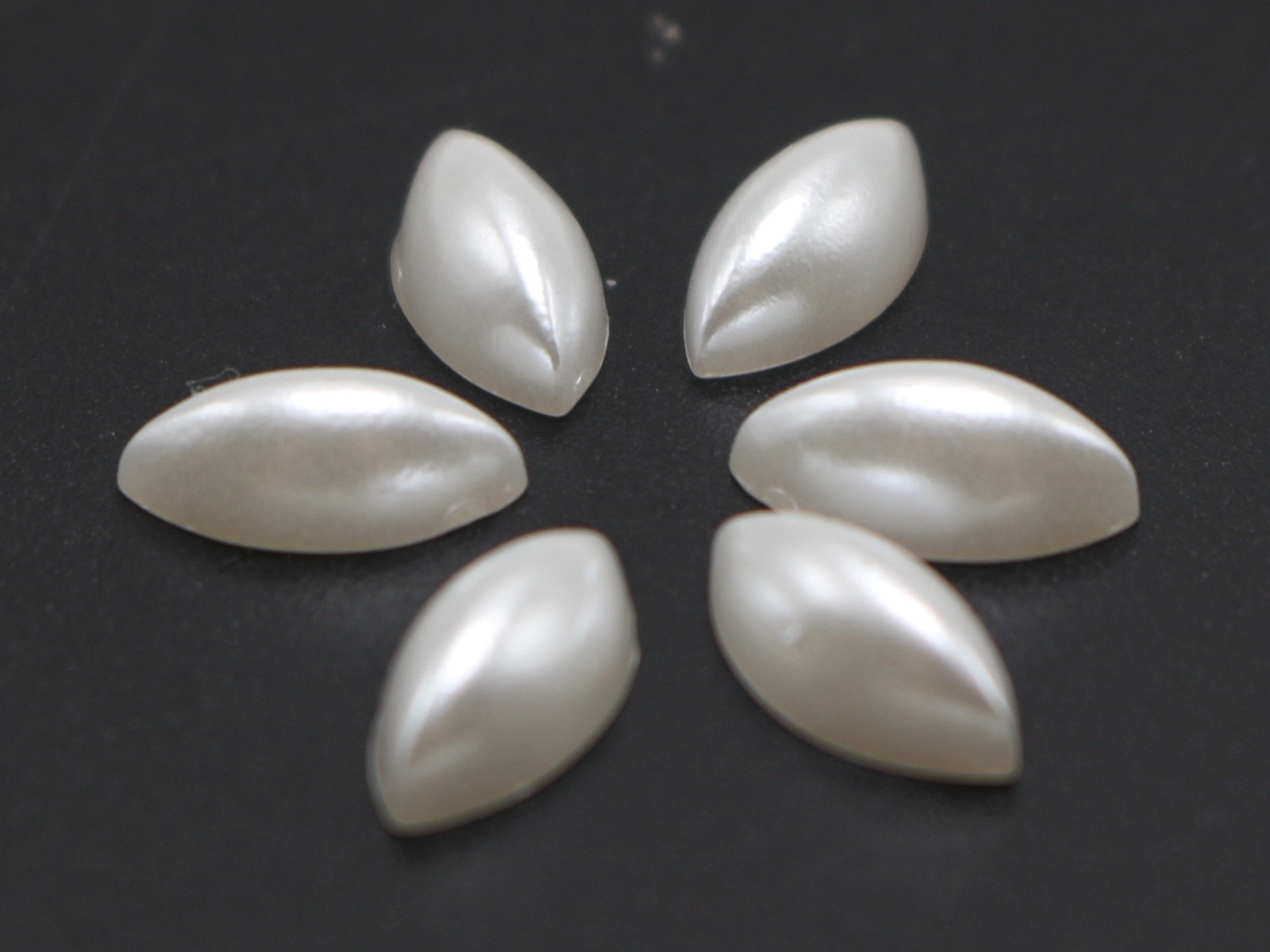 500 Ivory Horse Eye Half Pearl Bead 5X10mm Flat Back Scrapbook Craft