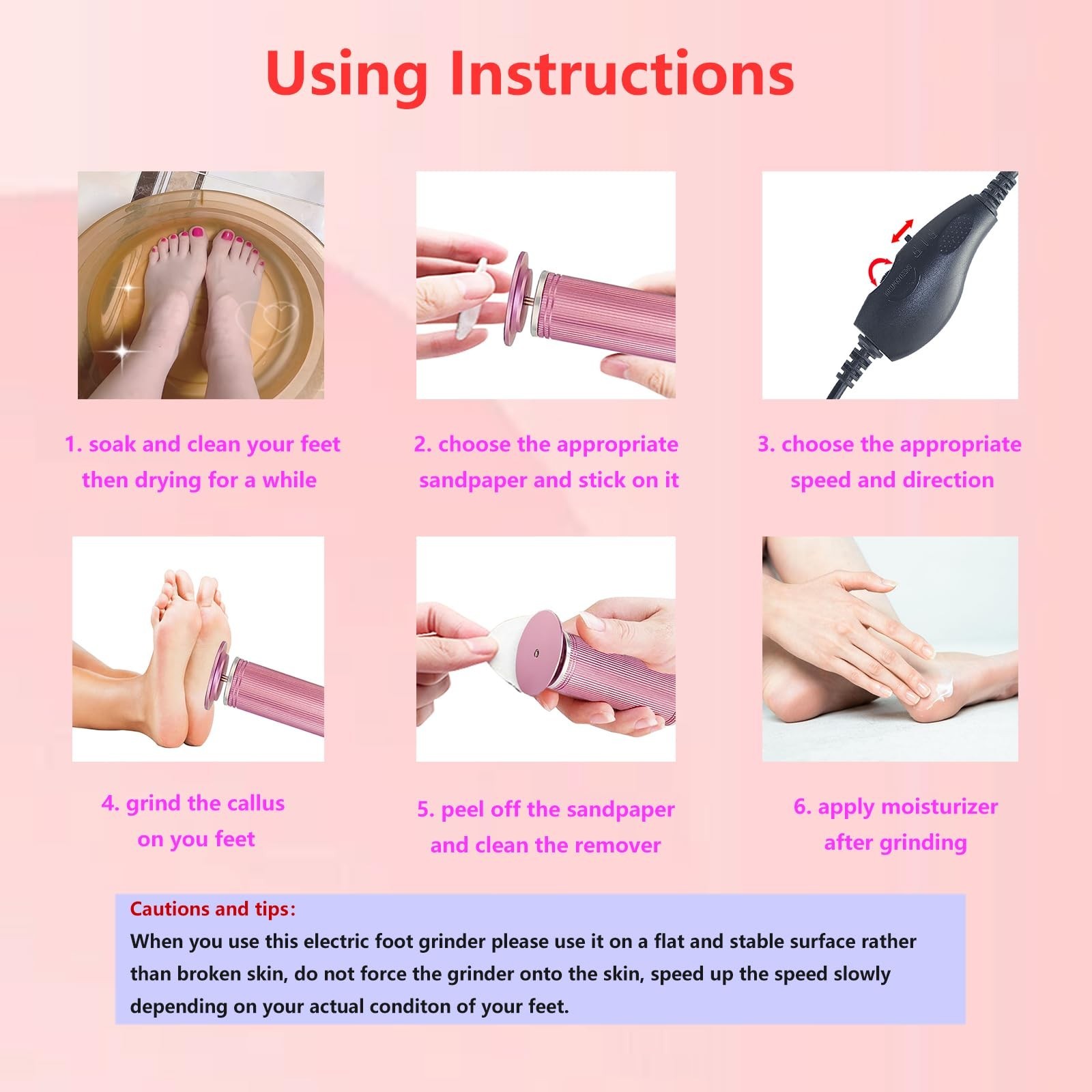 Upgrade 1200RPM Electric Foot Callus Remover, Aluminum Electric Callus Remove…