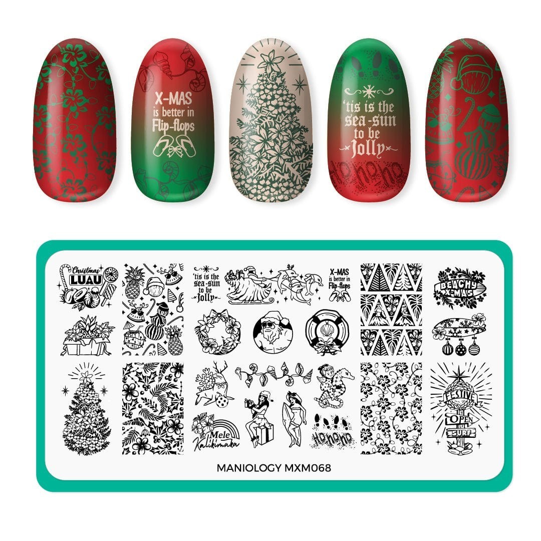 Maniology MXM067 & MXM 068 Tropical Holiday Nail Stamping Plates Christmas