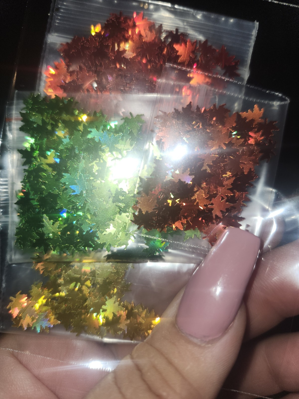 Hologrqphic Maple Leaf Glitter For Nails 1tsp Ea, 4total Set