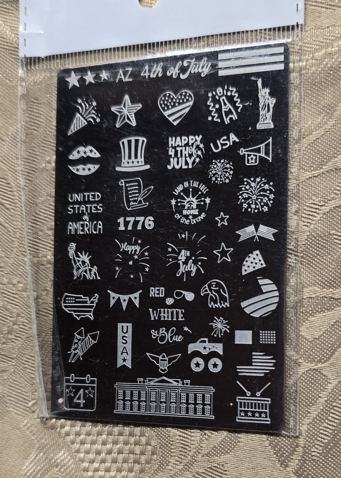 Mundo De Unas MDU 4th Of July Nail Stamp Plate Independence Day Fireworks Flag