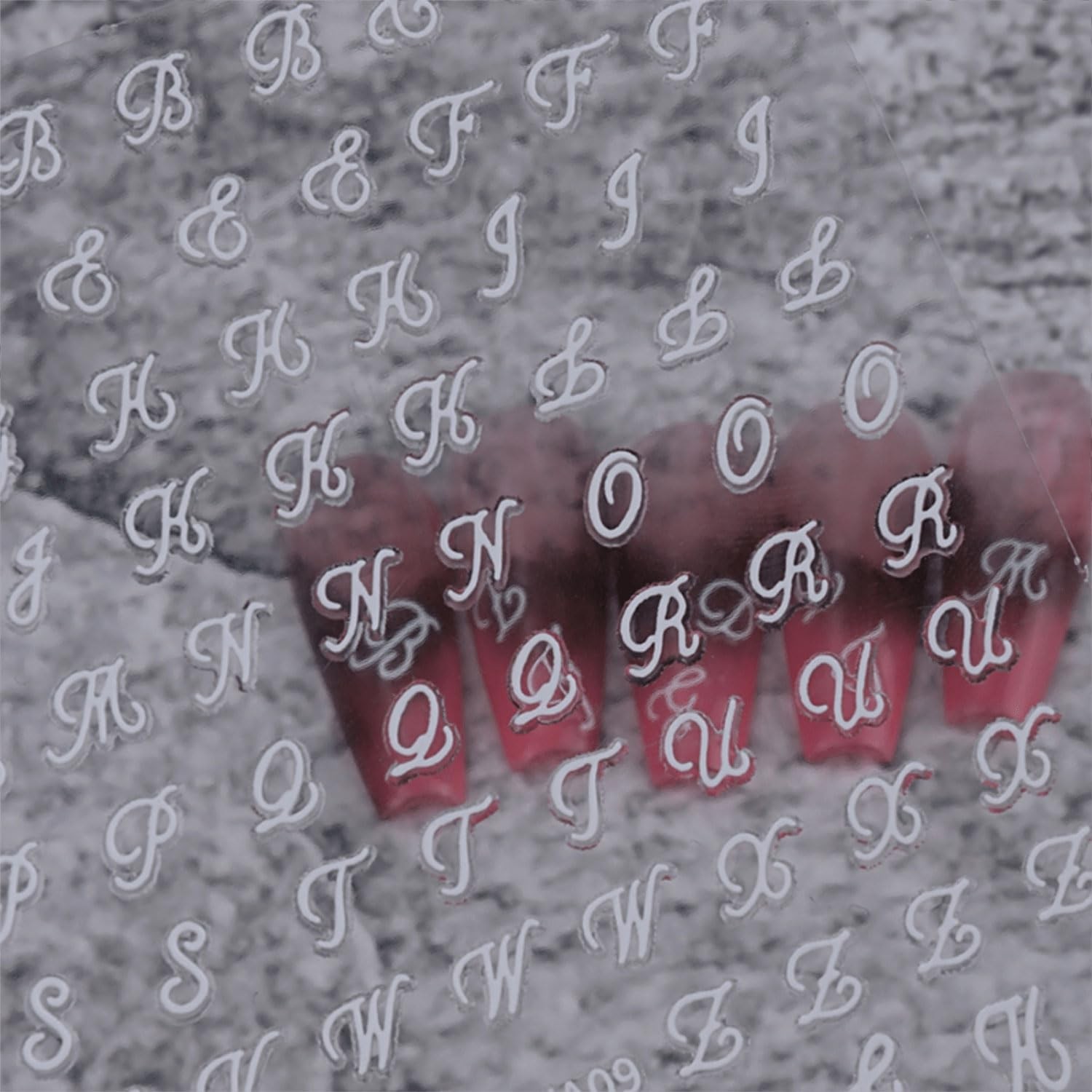 12 Sheets Letters Nail Stickers for Nail Art 3D Self-Adhesive Gold Silvery En…