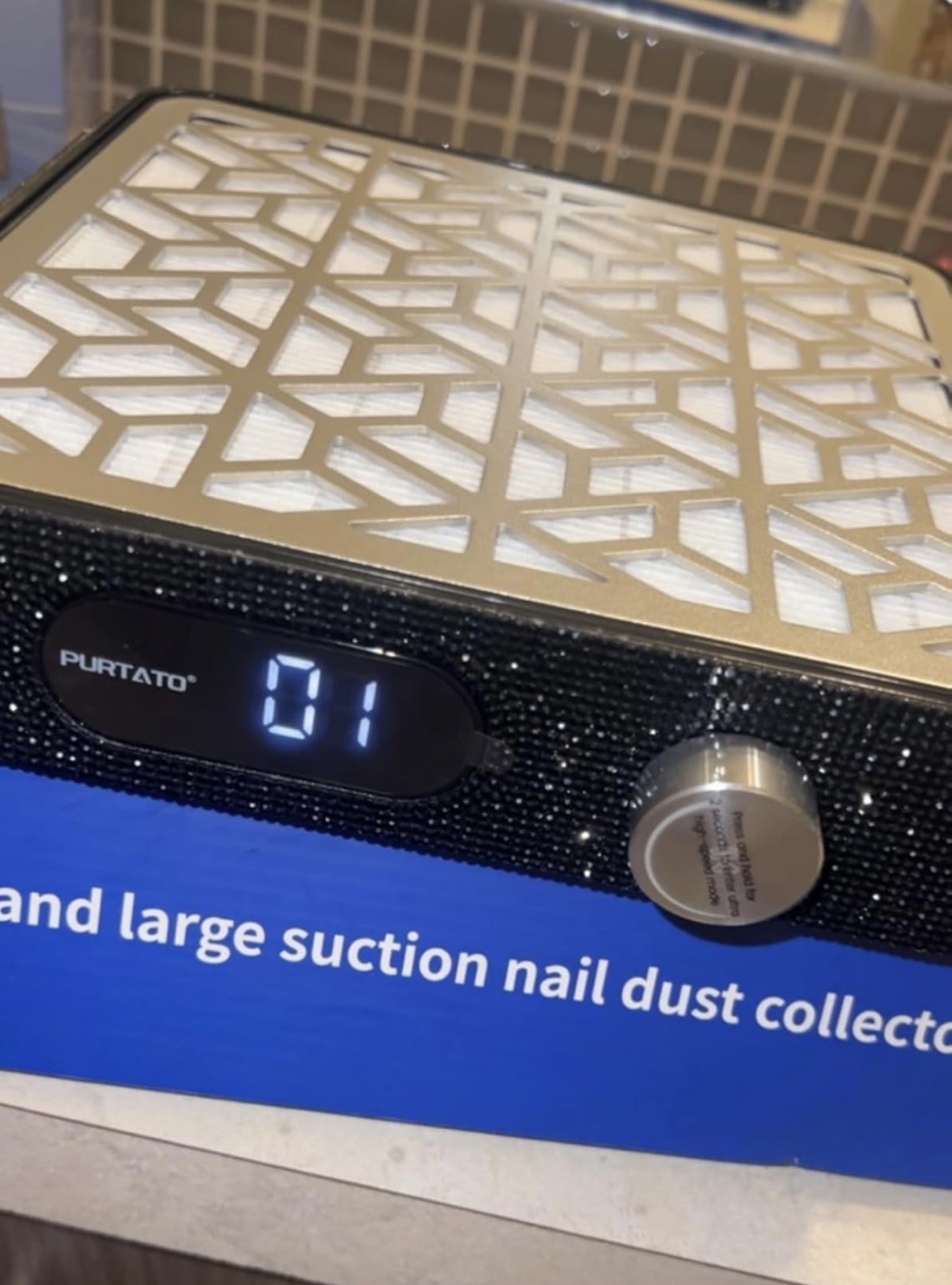 Nail Dust Collector Black Diamond HEPA Powerful Suction Salon Vacuum Bling