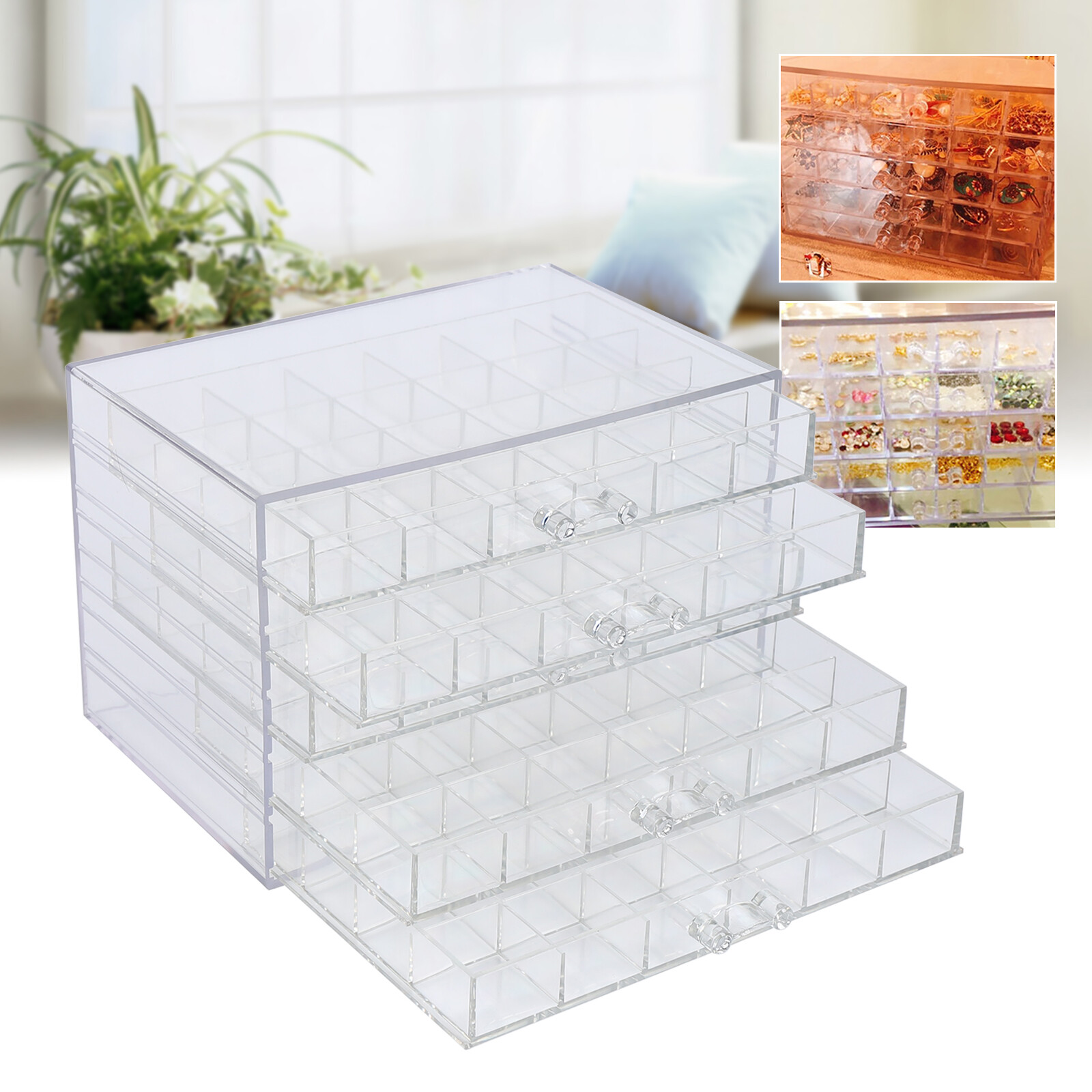 120 Grids Nail Art Storage Case 5-layer Drawer Acrylic Clear Organizer Box NEW