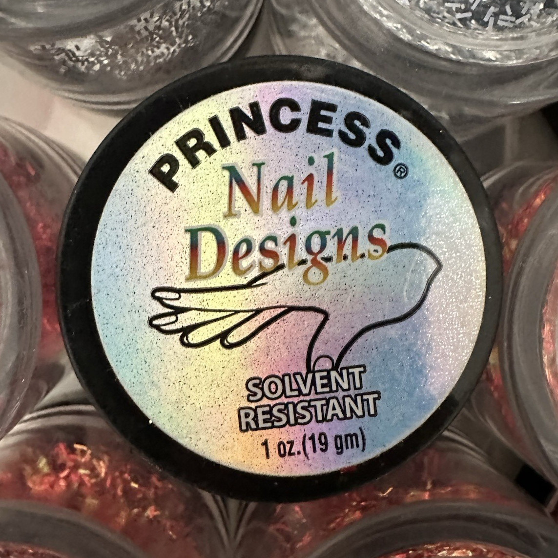 NEW PRINCESS Solvent Resistant Multicolor Glitter Nail Art Decor Pots Jar Lot