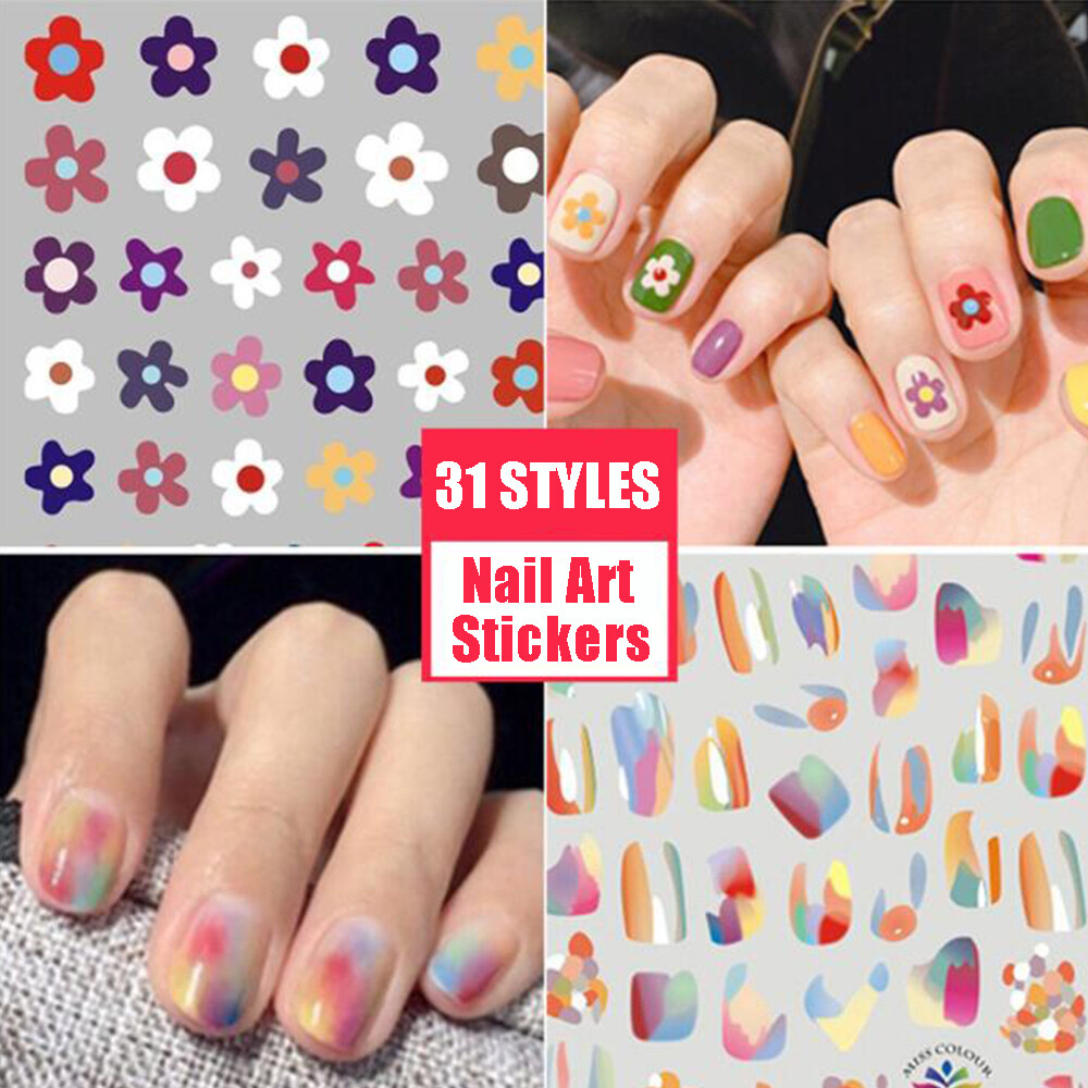 Nail Stickers Waterproof Nail Art Design DIY Decal Flower Fruit Starter Easy Use