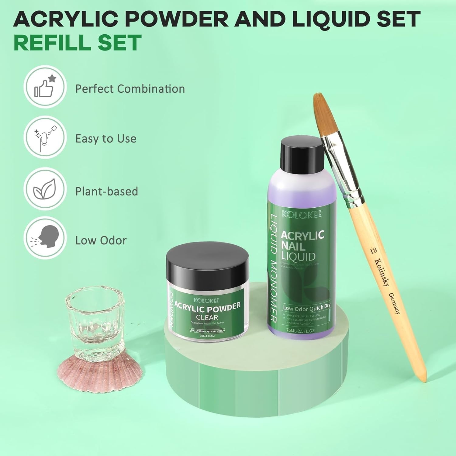 Acrylic Nail Kit Acrylic Powder and Liquid Set with Kolinsky Nail Brush, Lamp (N