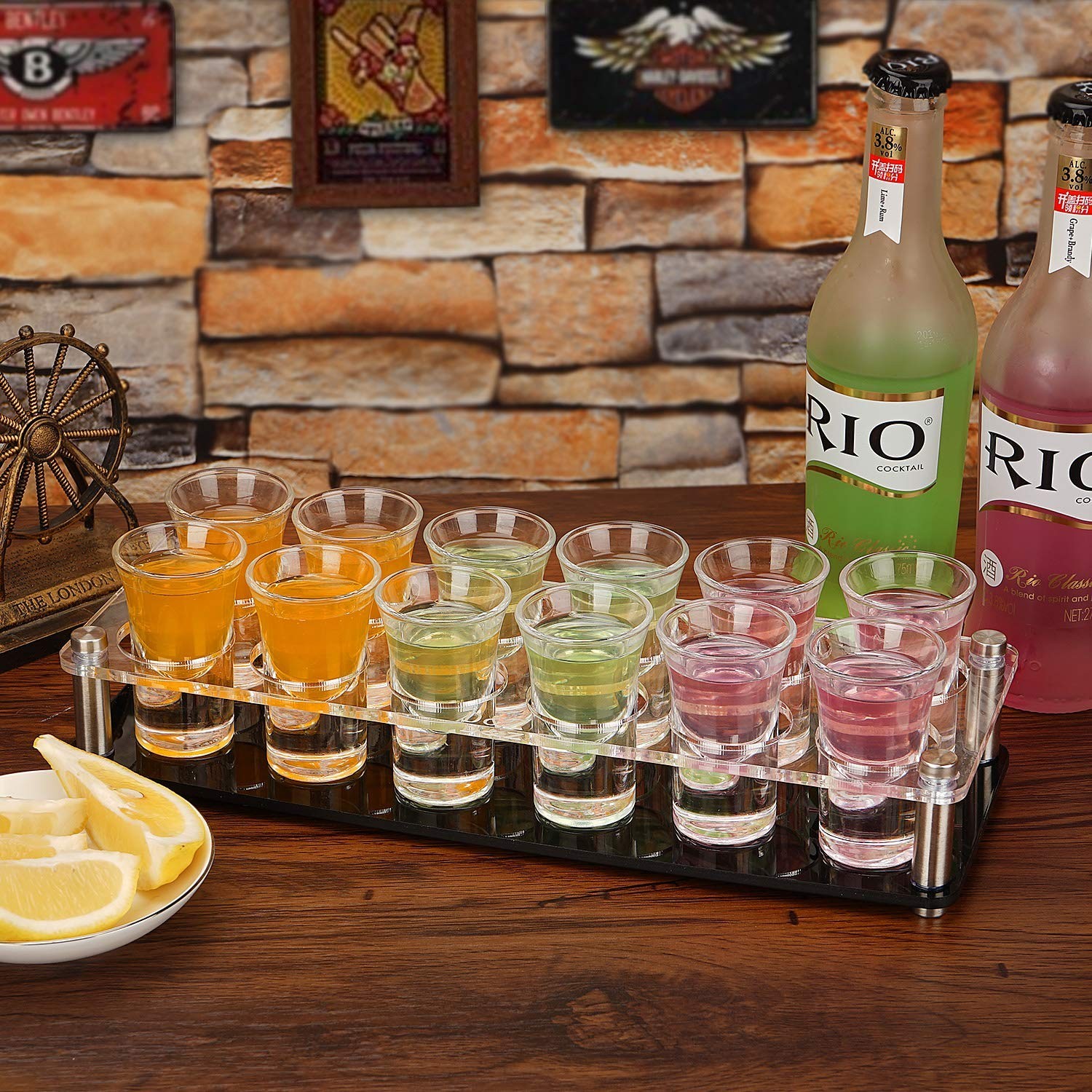 D&Z 1 Ounce Shot Glass Set with Tray, 12 Shot Glasses for Tequila/Vodka/Whisk…