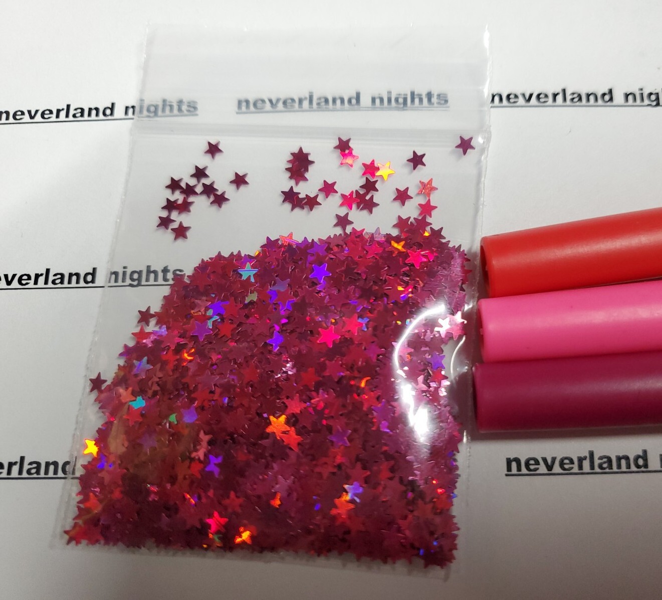 Holographic Red Dark Pink “Berry” Star Shape Glitter HOLO for nails, acrylic 3g