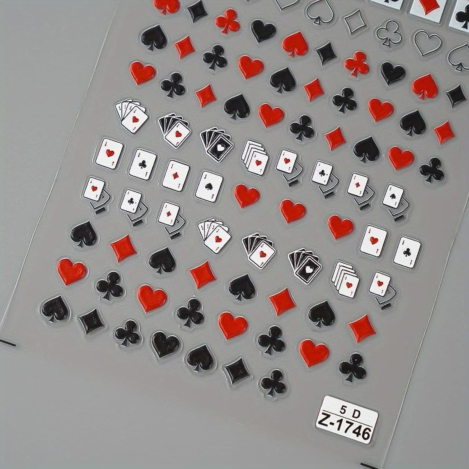 Poker Nail Stickers, Playing Cards Self-Adhesive Nail Art Decals for Women Girls