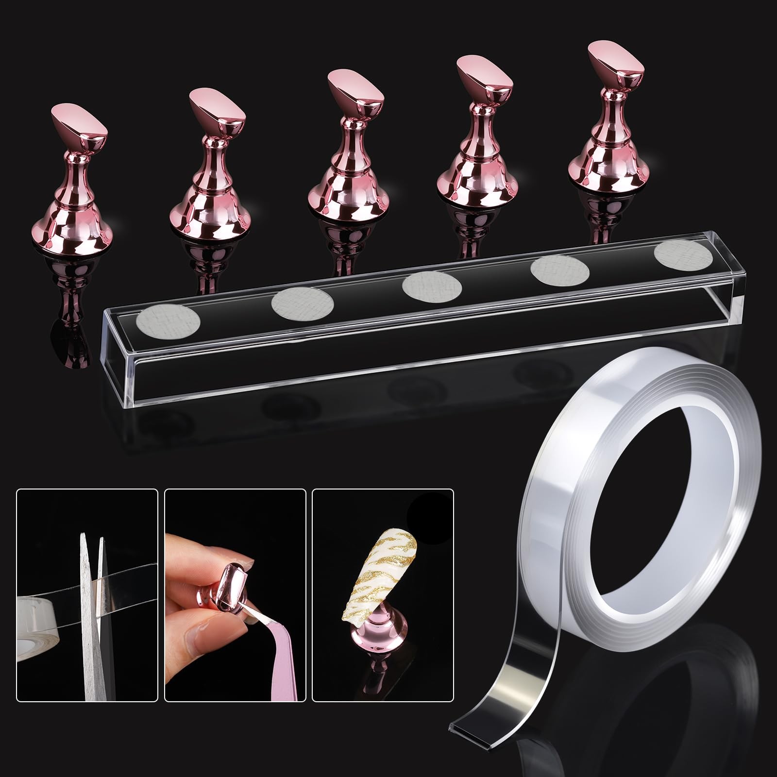 Square Nail Tips with Nail Charms Nail Art Brushes, 240pcs XXL Fake Nails wit
