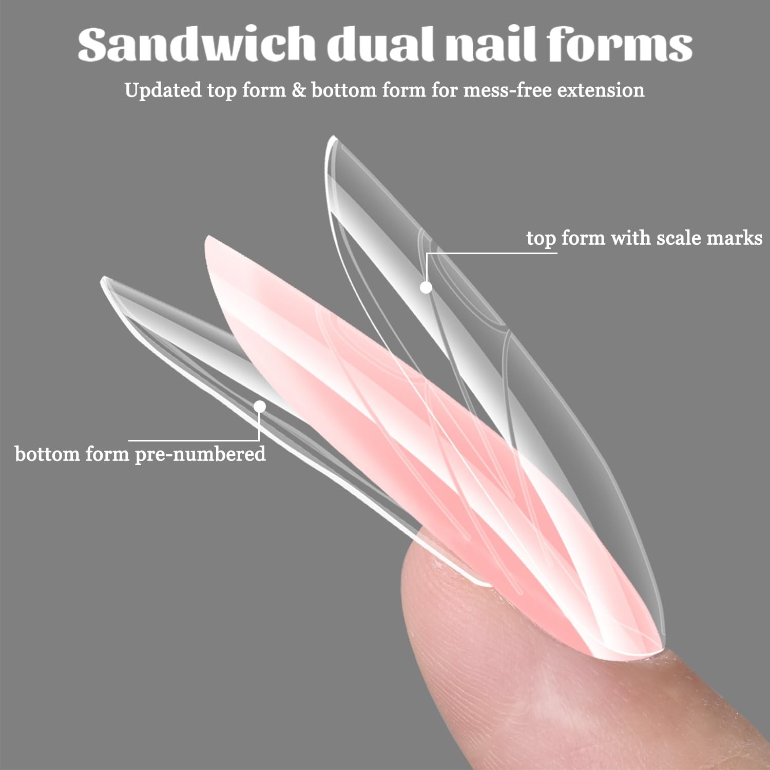 Almond Sandwich Dual Nail Forms for Builder Gel 180PCS Top Bottom