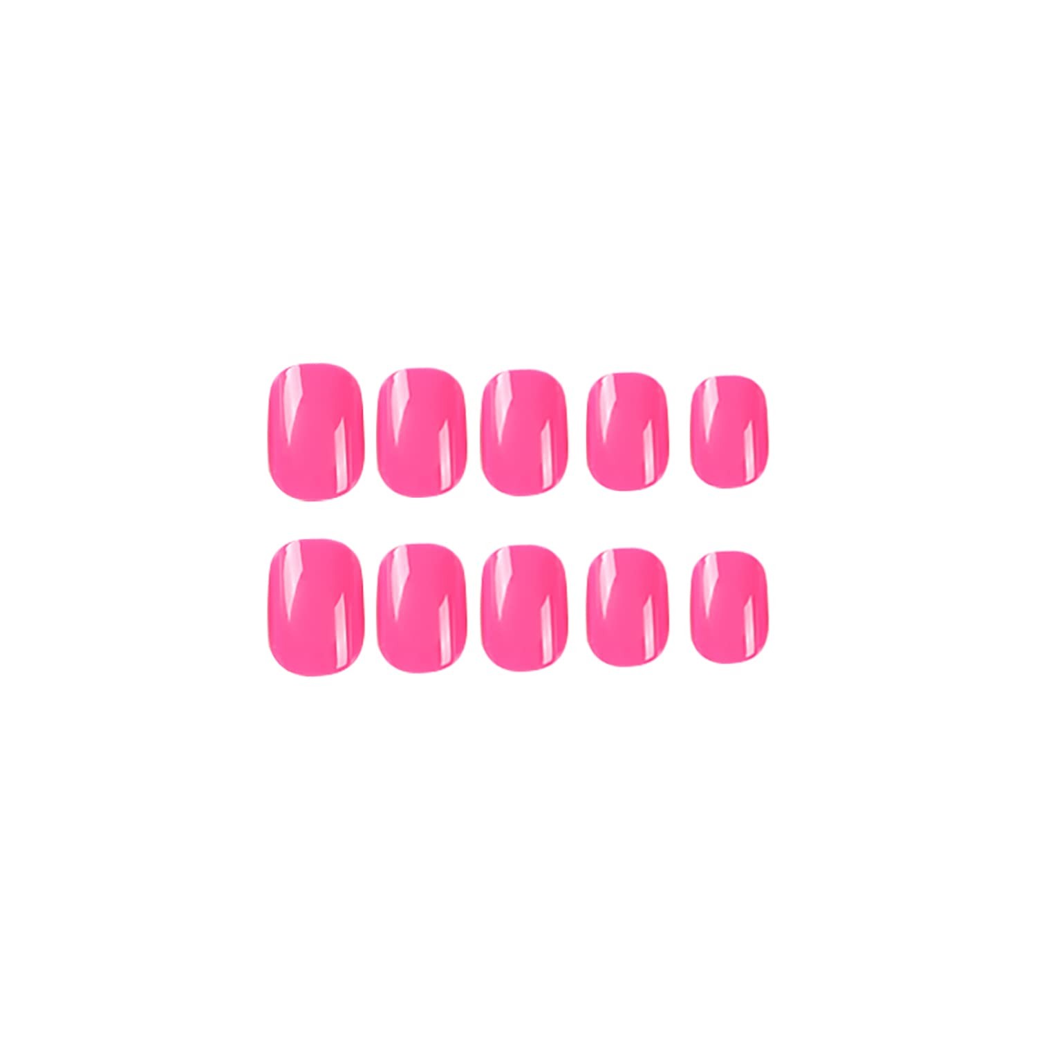 RIICFDD Bright Pink Glossy Short Square Press on Nails