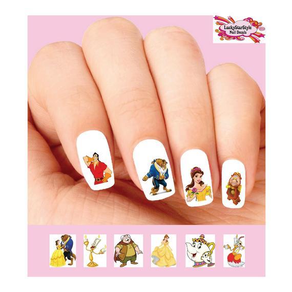 Waterslide Nail Decals Set of 20 – Beauty and the Beast, Belle, Lumiére Assorted