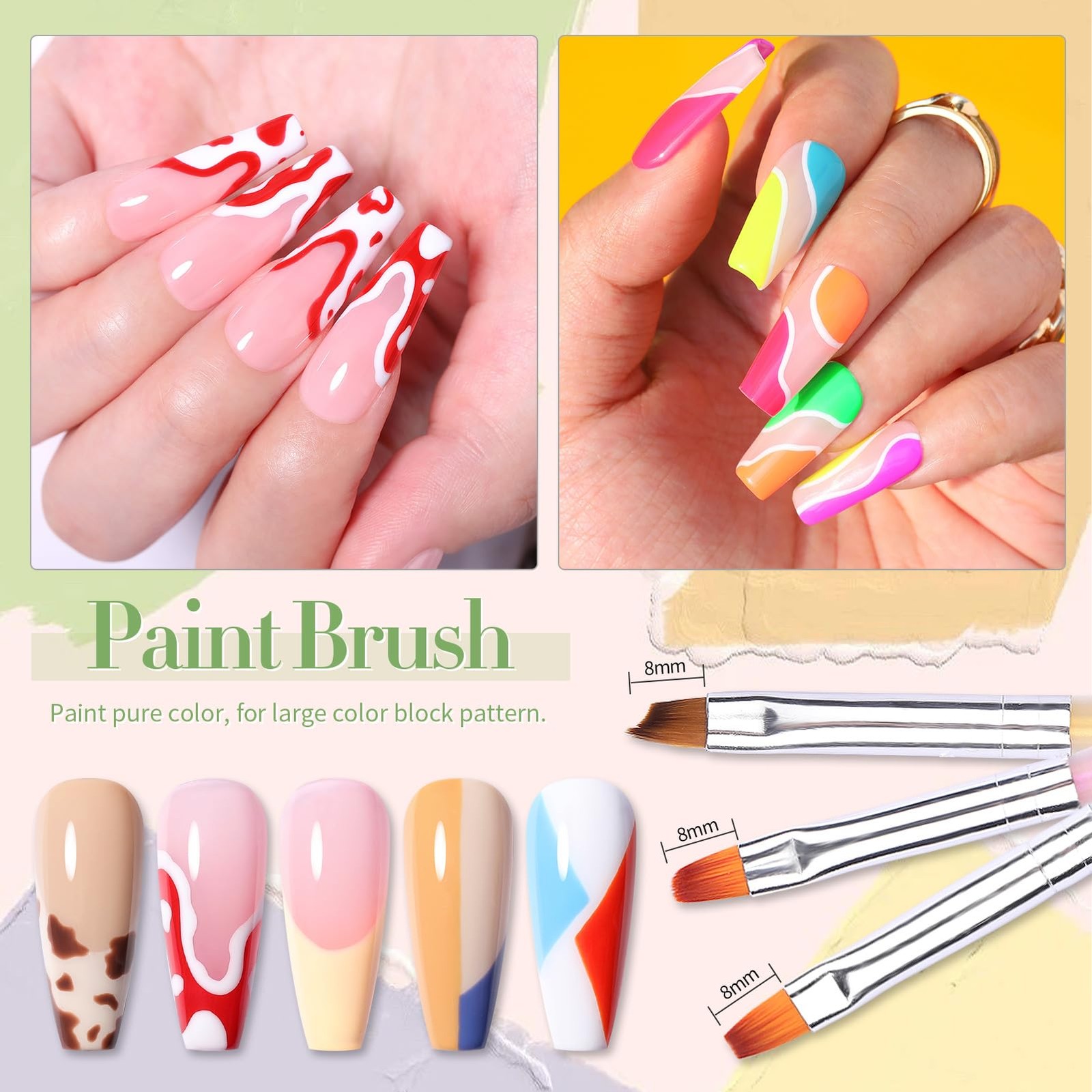 Double-Ended Nail Art Brushes 4Pcs Tool Set Gel Polish Liner Design Pen