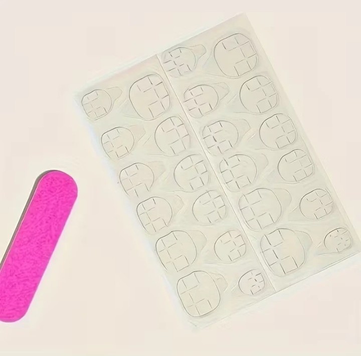 Pink Purple Gradient Glitter Reusable Short Press-On Nails Oval 24 Pieces