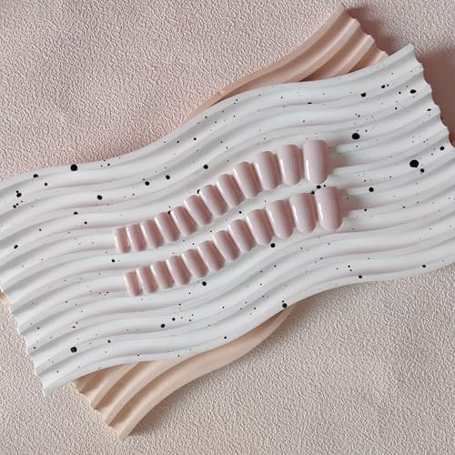 SXVME Short Oval Press On Nails, Handmade Gel Acrylic False Nails for Big &