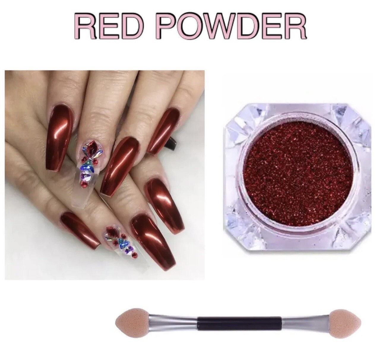 Red Mirror Powder Chrome Pigment Nail Art Christmas Mermaid Gel Polish Varnish