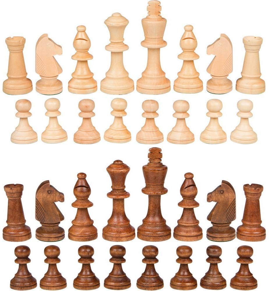 NiSotieb 2 in 1 Chess Pieces Wood 3.5 inches (L) x 1 inch (W) x 0.1 cm (H)